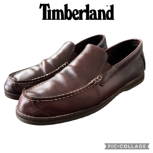 TIMBERLAND Bluffton Ortholite Slip-On leather Loafers shoes Brown Size 10.5 - Picture 1 of 11
